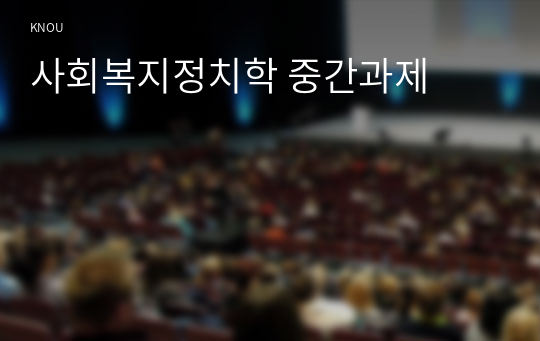 사회복지정치학 중간과제