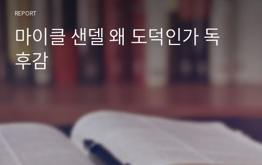 마이클 샌델 왜 도덕인가 독후감