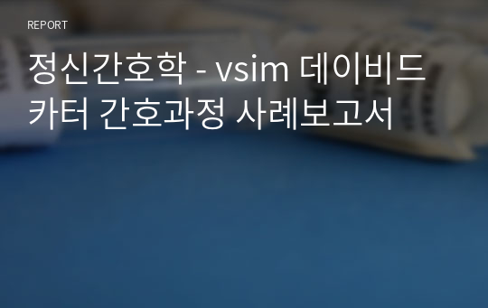 정신간호학 - vsim 데이비드 카터 간호과정 사례보고서