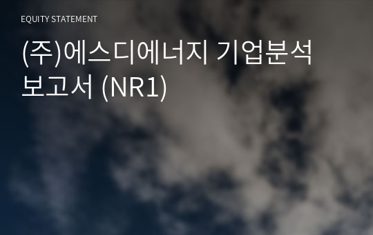 (주)에스디에너지 기업분석 보고서 (NR1)