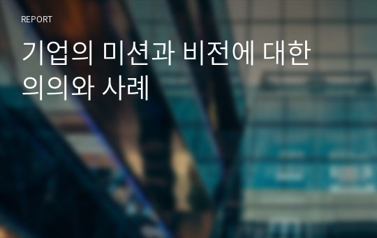 기업의 미션과 비전에 대한 의의와 사례