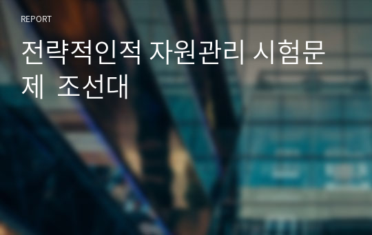 전략적인적 자원관리 시험문제  조선대