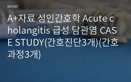 A+자료 성인간호학 Acute cholangitis 급성 담관염 CASE STUDY(간호진단3개)(간호과정3개)