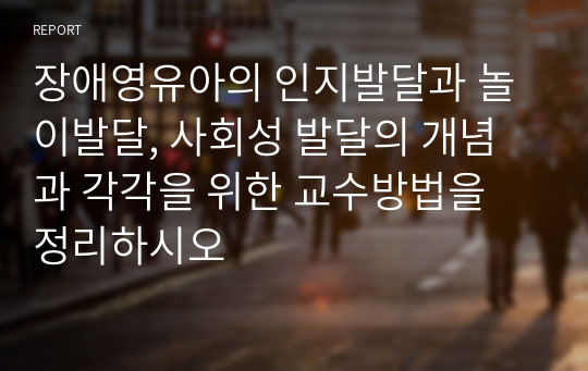 장애영유아의 인지발달과 놀이발달, 사회성 발달의 개념과 각각을 위한 교수방법을 정리하시오