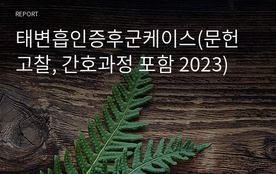 태변흡인증후군케이스(문헌고찰, 간호과정 포함 2023)