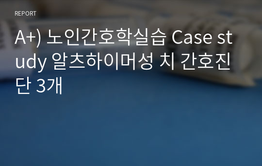 A+) 노인간호학실습 Case study 알츠하이머성 치매 간호진단 3개