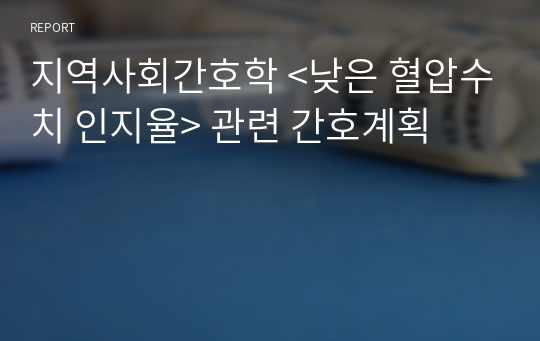 지역사회간호학 &lt;낮은 혈압수치 인지율&gt; 관련 간호계획