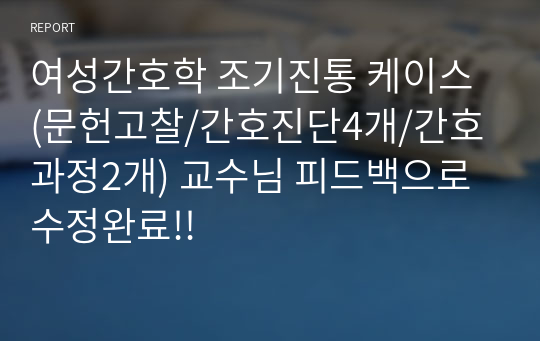 여성간호학 조기진통 케이스 (문헌고찰/간호진단4개/간호과정2개) 교수님 피드백으로 수정완료!!