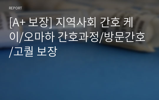 [A+ 보장] 지역사회 간호 케이/오마하 간호과정/방문간호/고퀄 보장