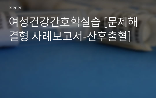 여성건강간호학실습 [문제해결형 사례보고서-산후출혈]