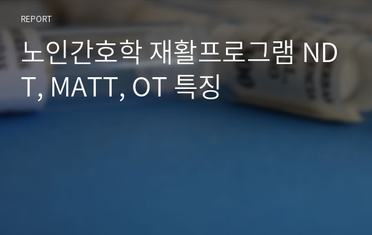 노인간호학 재활프로그램 NDT, MATT, OT 특징