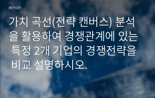 가치 곡선(전략 캔버스) 분석을 활용하여 경쟁관계에 있는 특정 2개 기업의 경쟁전략을 비교 설명하시오.