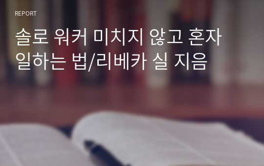 솔로 워커 미치지 않고 혼자 일하는 법/리베카 실 지음