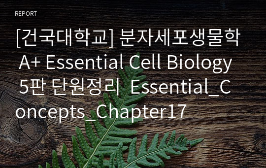 [건국대학교] 분자세포생물학 A+ Essential Cell Biology 5판 단원정리  Essential_Concepts_Chapter17