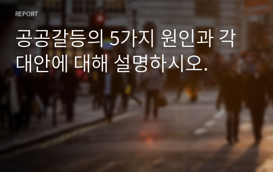 공공갈등의 5가지 원인과 각 대안에 대해 설명하시오.