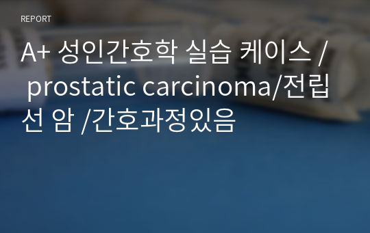 A+ 성인간호학 실습 케이스 / prostatic carcinoma/전립선 암 /간호과정있음