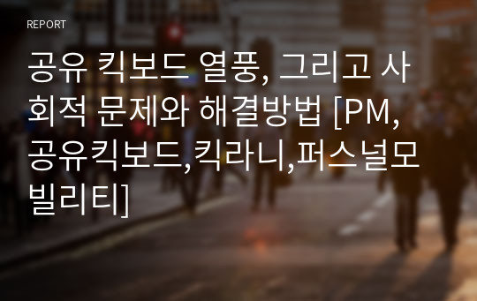 공유 킥보드 열풍, 그리고 사회적 문제와 해결방법 [PM,공유킥보드,킥라니,퍼스널모빌리티]