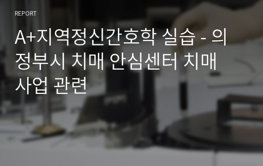 A+지역정신간호학 실습 - 의정부시 치매 안심센터 치매 사업 관련