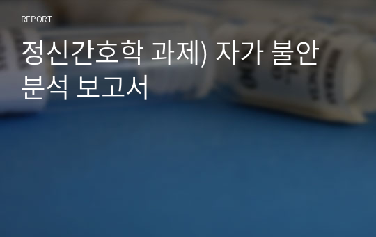 정신간호학 과제) 자가 불안 분석 보고서