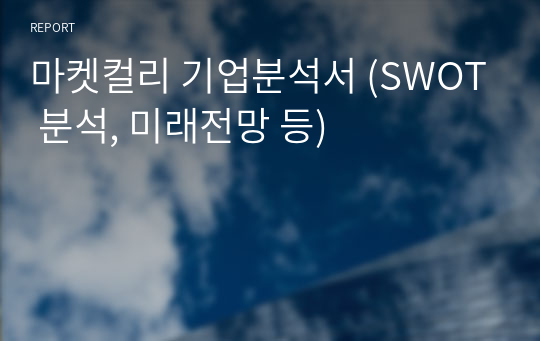 마켓컬리 기업분석서 (SWOT 분석, 미래전망 등)