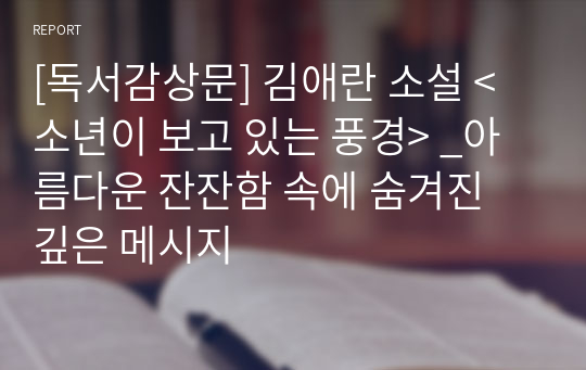 [독서감상문] 김애란 소설 &lt;소년이 보고 있는 풍경&gt; _아름다운 잔잔함 속에 숨겨진 깊은 메시지