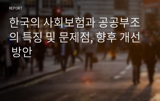 한국의 사회보험과 공공부조의 특징 및 문제점, 향후 개선 방안