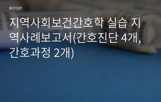 지역사회보건간호학 실습 지역사례보고서(간호진단 4개, 간호과정 2개)