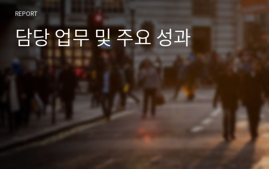 담당 업무 및 주요 성과