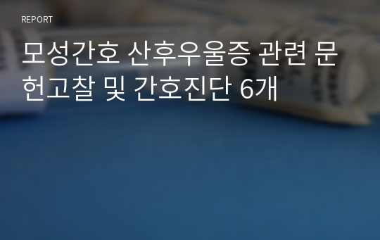 모성간호 산후우울증 관련 문헌고찰 및 간호진단 6개