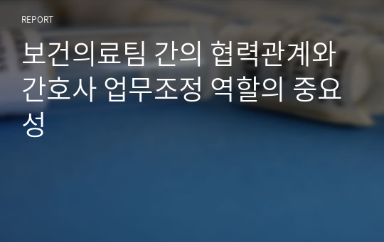 보건의료팀 간의 협력관계와 간호사 업무조정 역할의 중요성