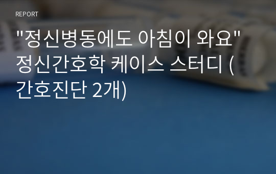 &quot;정신병동에도 아침이 와요&quot; 정신간호학 케이스 스터디 (간호진단 2개)