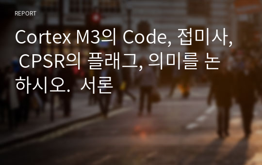 Cortex M3의 Code, 접미사, CPSR의 플래그, 의미를 논하시오.  서론
