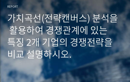 가치곡선(전략캔버스) 분석을 활용하여 경쟁관계에 있는 특징 2개 기업의 경쟁전략을 비교 설명하시오.  