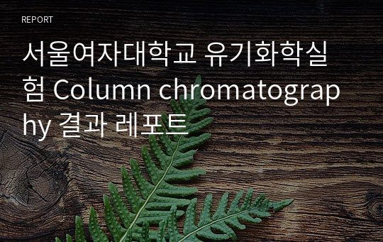 서울여자대학교 유기화학실험 Column chromatography 결과 레포트