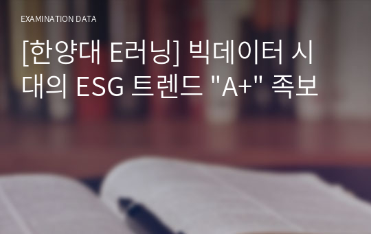 [한양대 E러닝] 빅데이터 시대의 ESG 트렌드 &quot;A+&quot; 족보 (2024년 1학기)