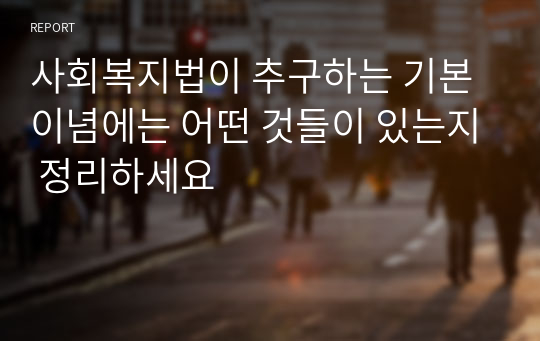 사회복지법이 추구하는 기본이념에는 어떤 것들이 있는지 정리하세요