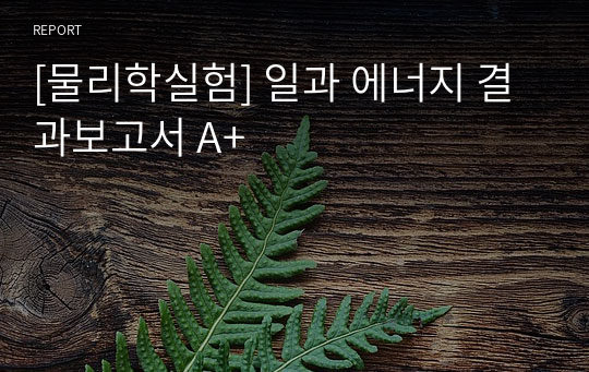 [물리학실험] 일과 에너지 결과보고서 A+