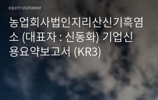 농업회사법인지리산신기흑염소 기업신용요약보고서 (KR3)