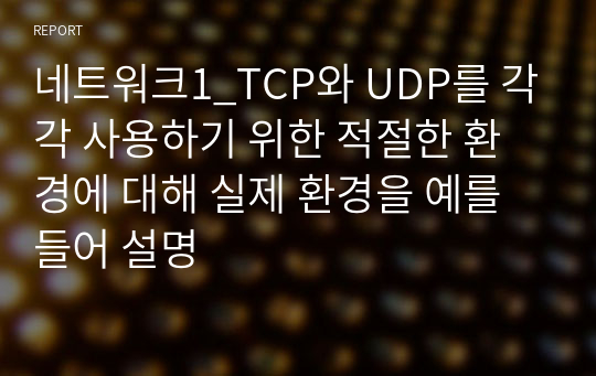 네트워크1_TCP와 UDP를 각각 사용하기 위한 적절한 환경에 대해 실제 환경을 예를 들어 설명