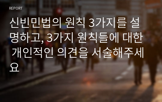 신빈민법의 원칙 3가지를 설명하고, 3가지 원칙들에 대한 개인적인 의견을 서술해주세요