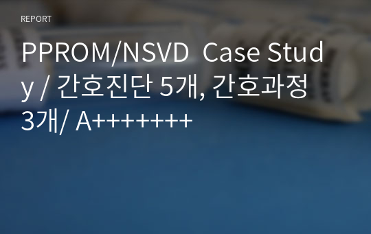 PPROM/NSVD  Case Study / 간호진단 5개, 간호과정 3개/ A+++++++