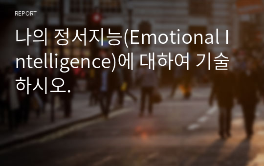 나의 정서지능(Emotional Intelligence)에 대하여 기술하시오.