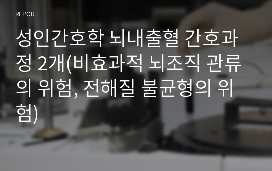 성인간호학 뇌내출혈 간호과정 2개(비효과적 뇌조직 관류의 위험, 전해질 불균형의 위험)