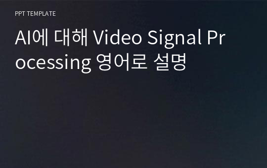 AI에 대해 Video Signal Processing 영어로 설명