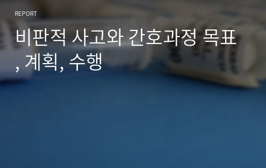 비판적 사고와 간호과정 목표, 계획, 수행