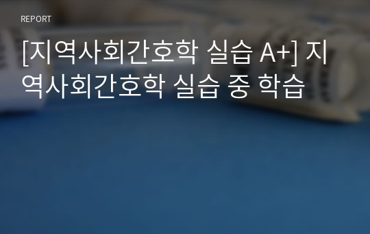 [지역사회간호학 실습 A+] 지역사회간호학 실습 중 학습