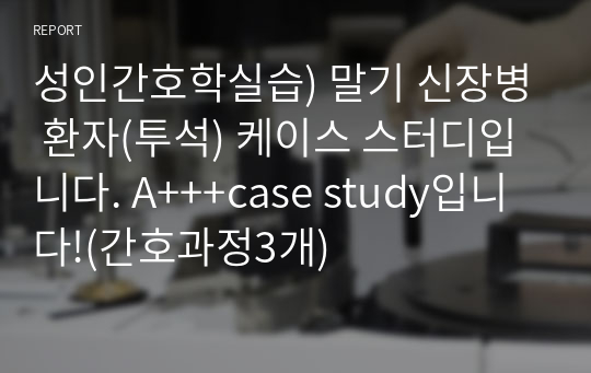 성인간호학실습) 말기 신장병 환자(투석) 케이스 스터디입니다. A+++case study입니다!(간호과정3개)