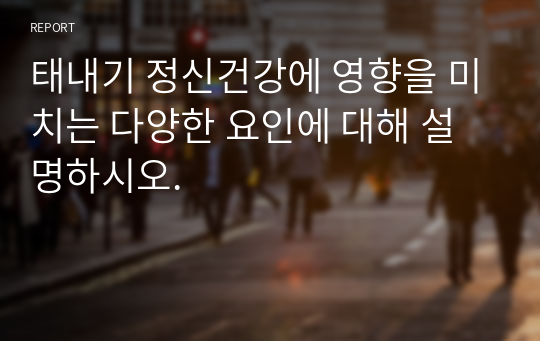 태내기 정신건강에 영향을 미치는 다양한 요인에 대해 설명하시오.