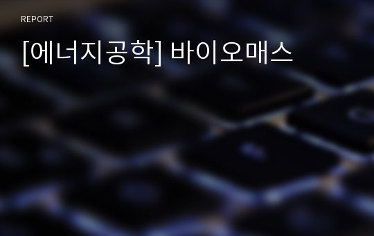 [에너지공학] 바이오매스