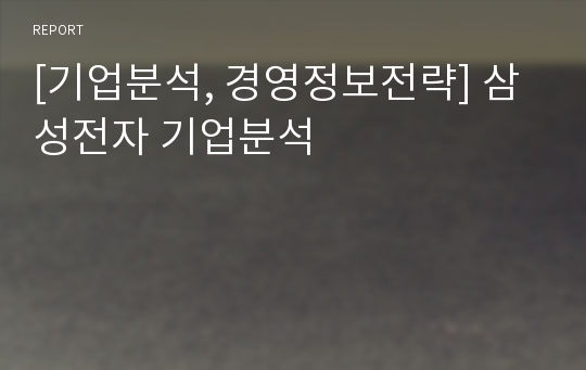 [기업분석, 경영정보전략] 삼성전자 기업분석